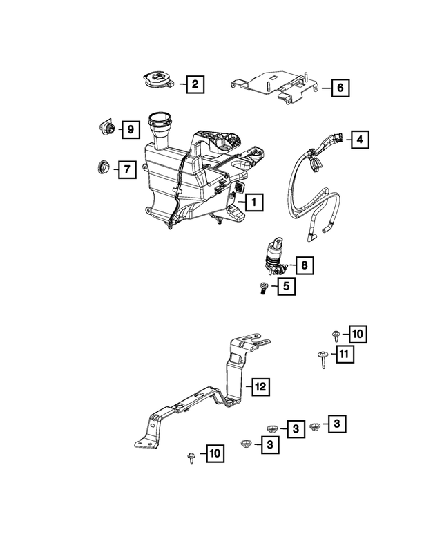 68398501AB - Electrical: Washer Reservoir Bracket for Mopar Image