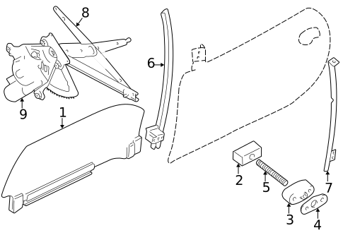 Glass - Door for 2004 Jaguar XK8 #1