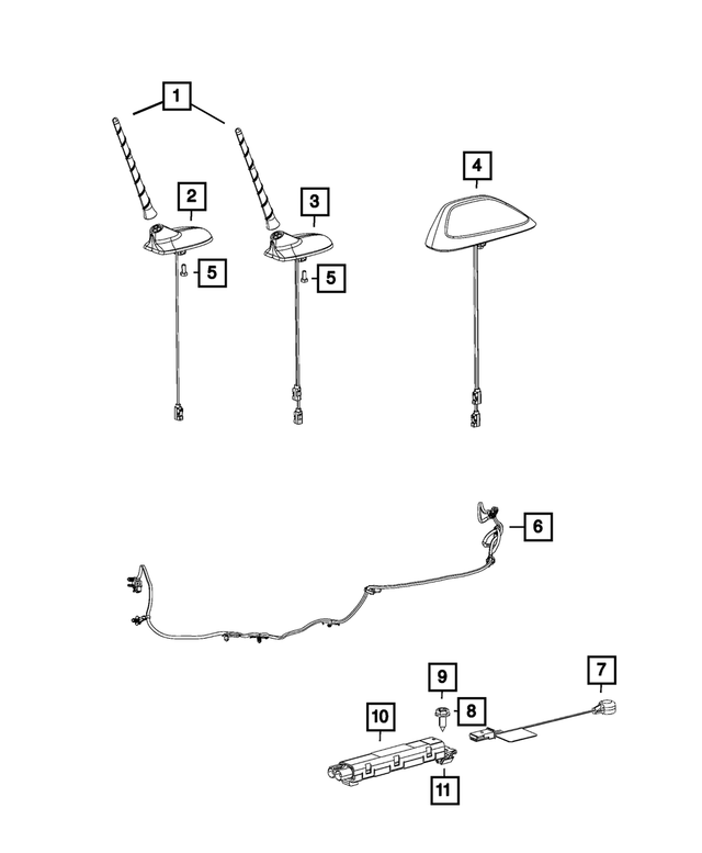 68487091AA - Electrical: Cable &amp; Base Assy Antenna for Mopar Image
