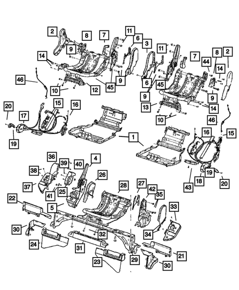 Rear Seats - Second Row - Adjusters, Recliners, Shields and Risers for 2010 Jeep Commander #0