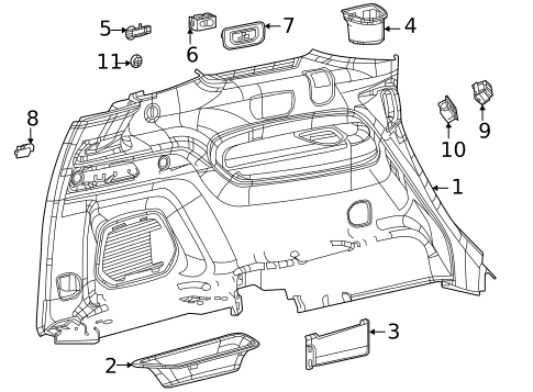 Interior Trim - Quarter Panels for 2022 Jeep Grand Cherokee L #1