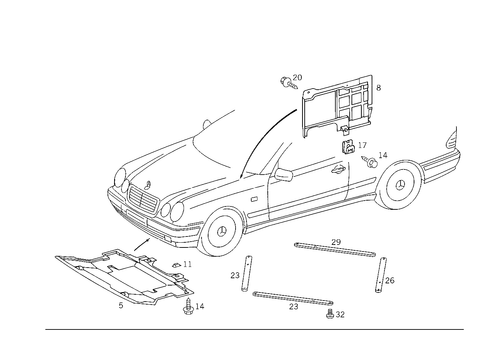 Engine Compartment Panelling, Gasoline Vehicles for 1999 Mercedes-Benz CLK430 #0