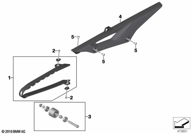 33857924054 - Rear Axle, Rear-Wheel Drive, Suspension: Set of Chain Guide Rails -  for BMW-Motorrad Image
