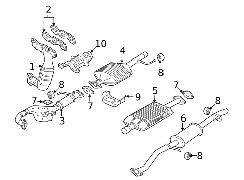 Exhaust Components for 2008 Mazda Tribute #0