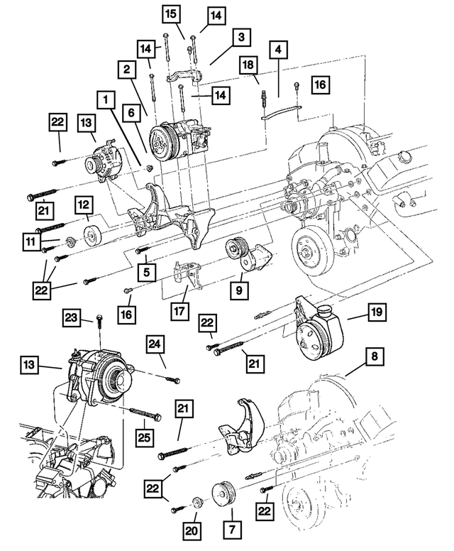 53010252 - Electrical: A/c Compressor Brace for Mopar Image image