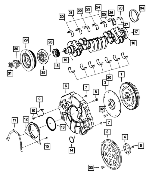 Crankshaft, Piston, Drive Plate, Flywheel, and Damper for 2009 Dodge Ram 3500 #0