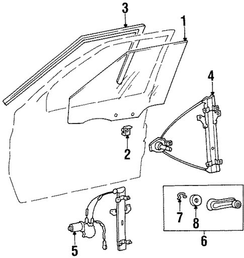 Glass - Front Door for 1998 Hyundai Sonata #0