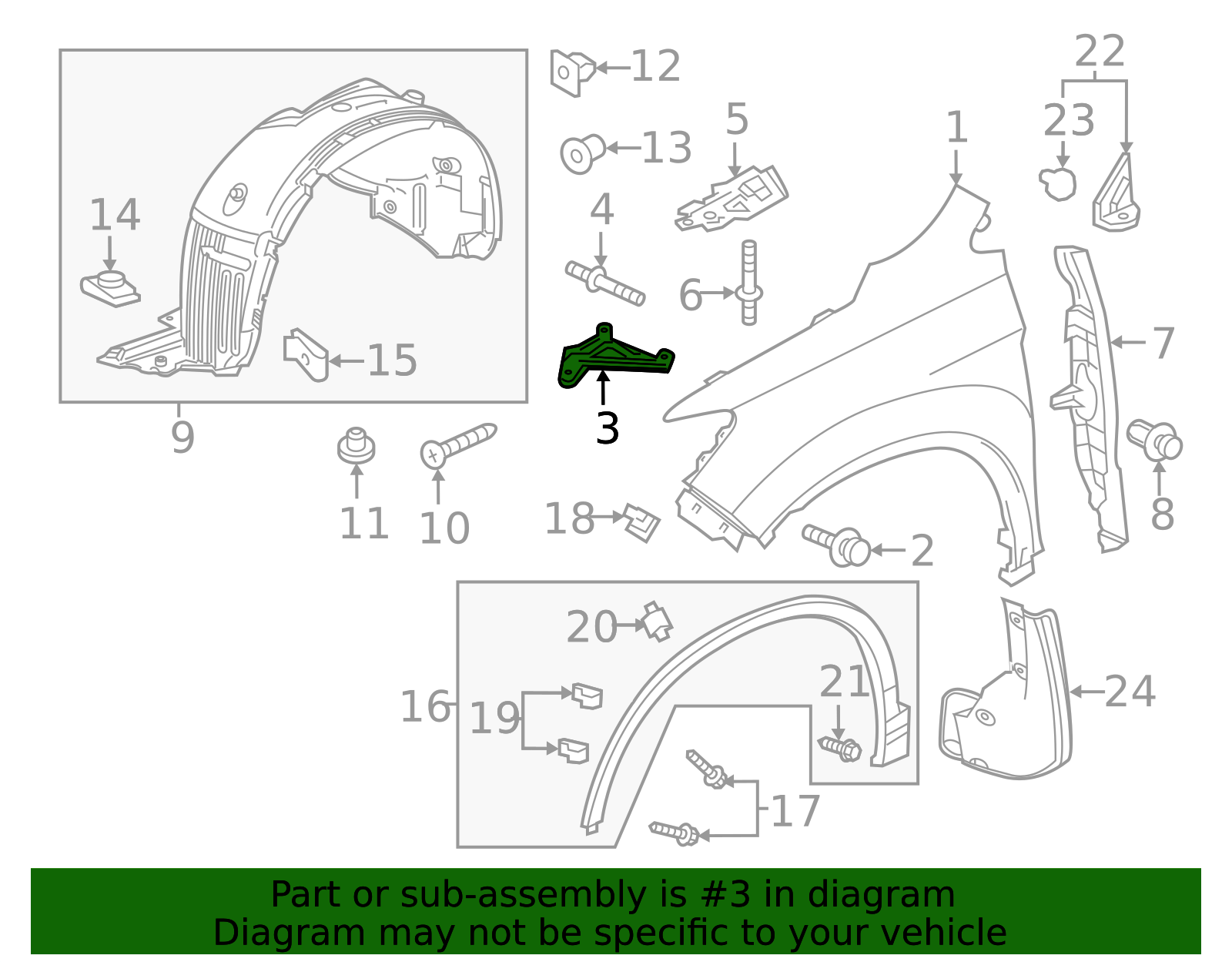 2016-2025 Honda Fender Front Bracket 60213-TG7-A00ZZ | Clark Knapp