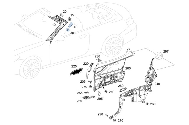 2386902700 - Covering and Lining: Trim, a-Pillar for Mercedes-Benz: E400, E450, E53 AMG Image image