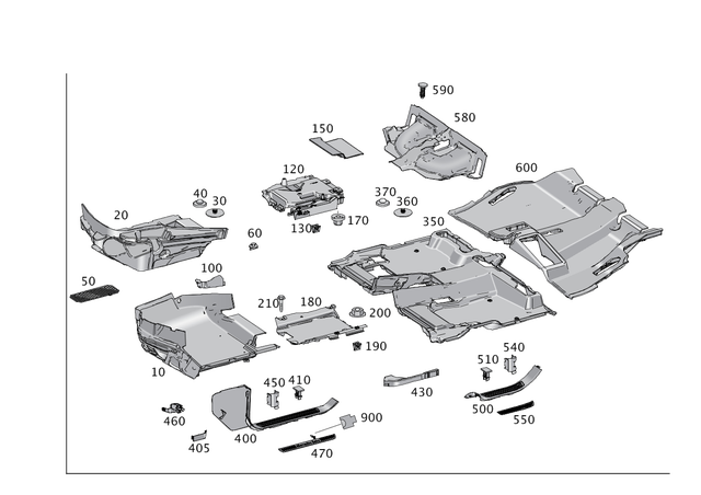 1666800140 - Trim: Front Floor Covering for Mercedes-Benz: GL350, GL450, GLE300d, GLE350, GLE400, GLE43 AMG, GLE450 AMG, GLE550e, GLS350d, GLS450, ML250, ML350, ML400 Image image