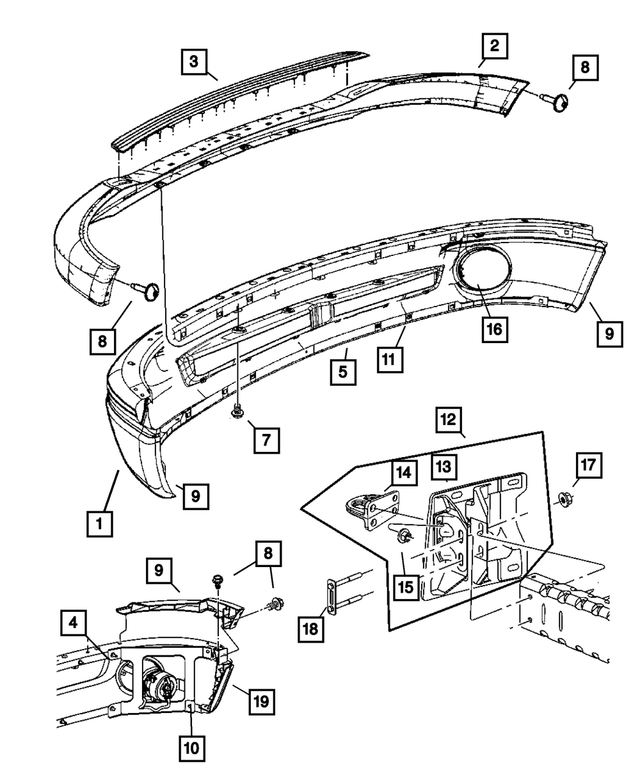 55077314AH - Frame, Bumper and Fascia: Bumper Bracket, Right for Mopar Image