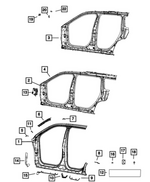 68531356AI - Body Sheet Metal Except Doors: Body Side Aperture Reinforcement, Right for Jeep: Grand Cherokee Image