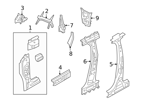 Hinge Pillar for 2012 Volkswagen Jetta #1