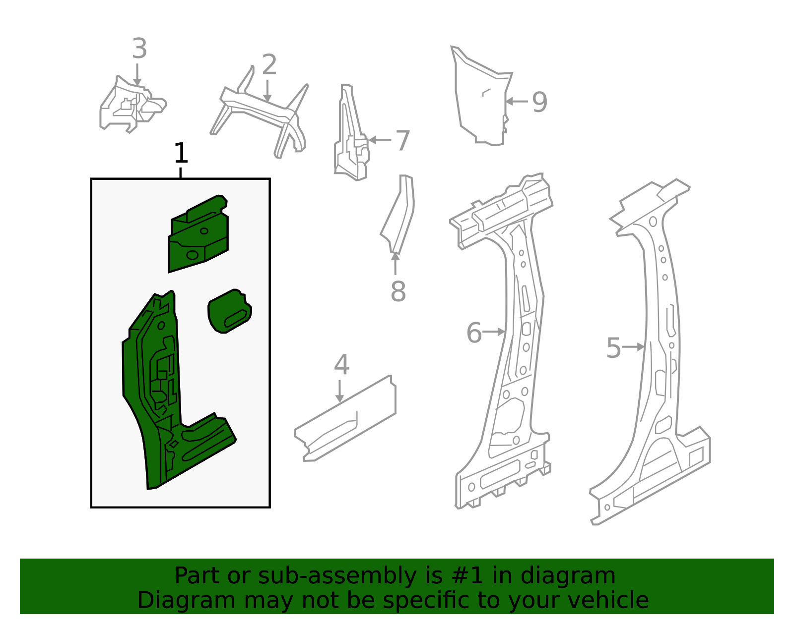 2011-2018 Volkswagen Jetta Hinge Pillar Reinforced 5C6-809-203-A ...