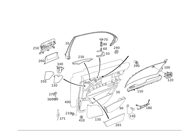 2117301451 - Rear Doors: Trim for Mercedes-Benz: E320, E500 Image image