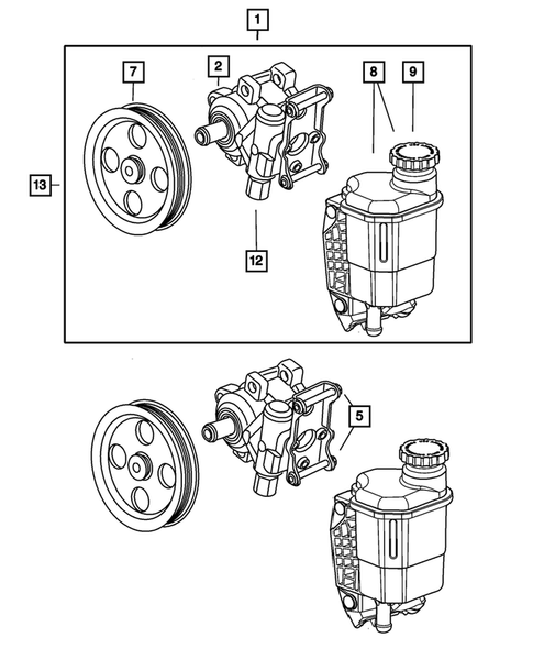 Power Steering Pump With Reservoir & Pulley For Dodge Ram 1500 - Fits 3.7L V6, 4.7L V8, 5.7L V8