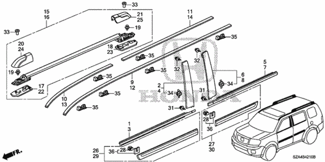 Molding - Roof Rail for 2012 Honda Pilot #0
