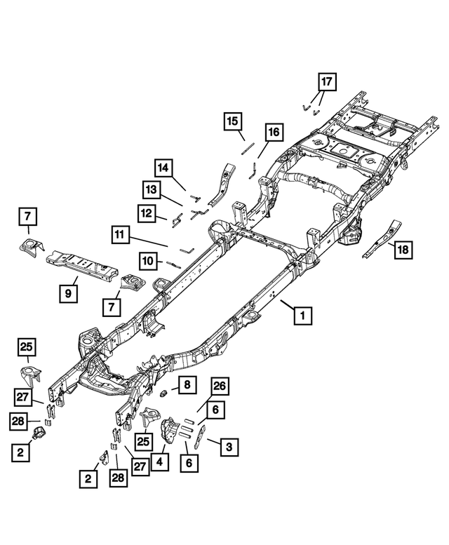 68371532AA - Frame, Bumper and Fascia: Chassis Frame Assembly for Mopar Image image