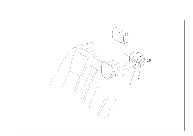 2229705002 - Rear Seat Bench: Head Restraint for Mercedes-Benz: Maybach S550, Maybach S560, Maybach S600, Maybach S650, S450, S550, S550e, S560, S600, S63 AMG, S65 AMG Image image