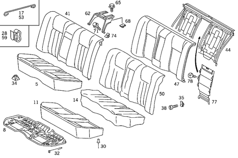 Rear Seat Cushion, Rear Backrest for 1993 Mercedes-Benz 500SEL #0