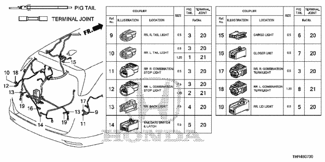 Electrical Connectors (RR.) for 2021 Honda Odyssey #0