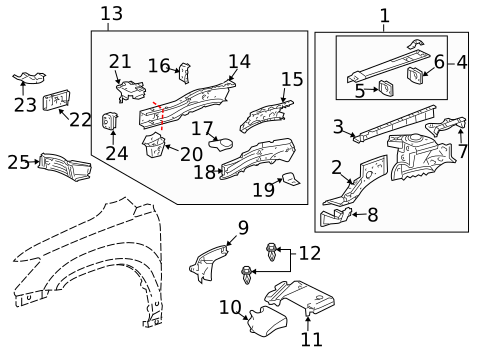 Structural Components & Rails for 2008 Lexus RX400h #0