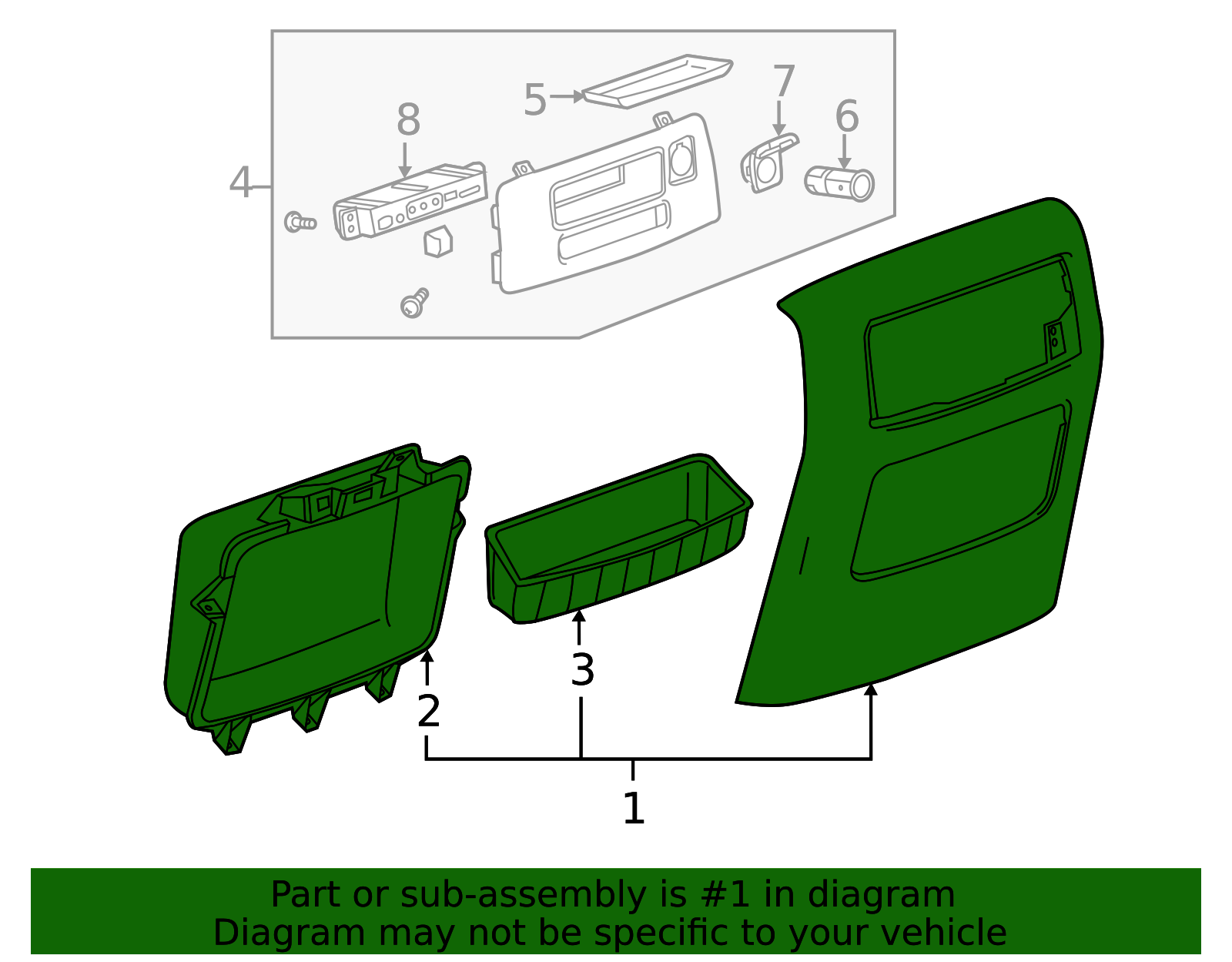 2016-2019 GM Jet Black Front Floor Console Rear Trim Panel 23359464 ...