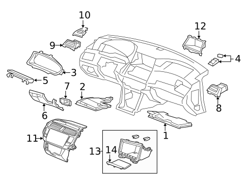 Instrument Panel Components for 2015 Honda Crosstour #1