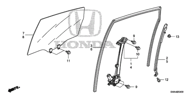 Rear Door Windows  - Regulator for 2007 Honda CR-V #0