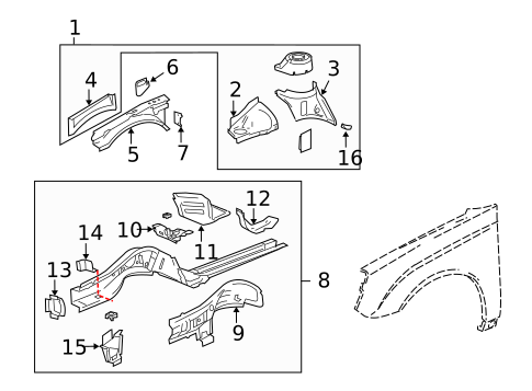 Structural Components & Rails for 2012 Chevrolet Malibu #0