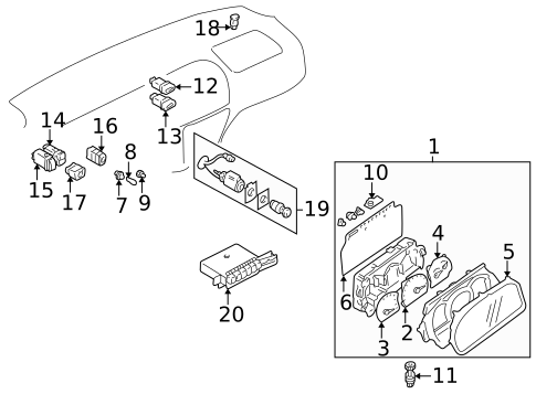 Cluster & Switches for 2004 Suzuki Vitara #0