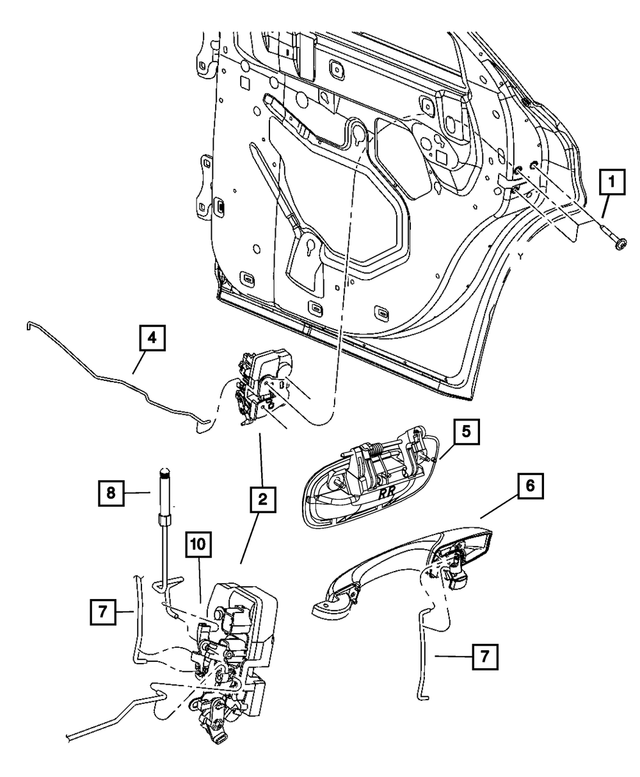 5065801AH - Doors and Related Parts: Exterior Door Handle, Left for Chrysler: 300 | Dodge: Charger, Magnum Image