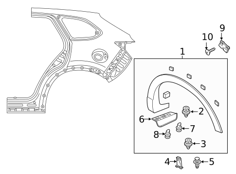 KARPAL Rear Driver Side Wheel Arch Trim For Mazda CX-9 2016-2023 – Black Plastic, Primed