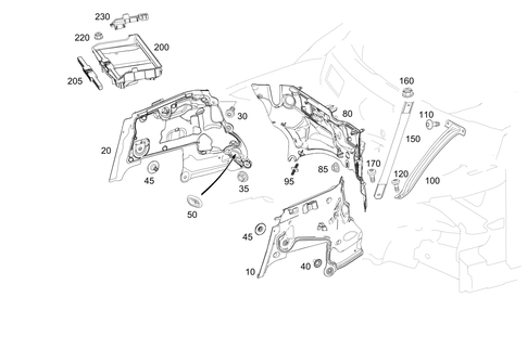 Engine Compartment Partition Wall, Wheel Well Detachable Parts for 2015 Mercedes-Benz C400 #0
