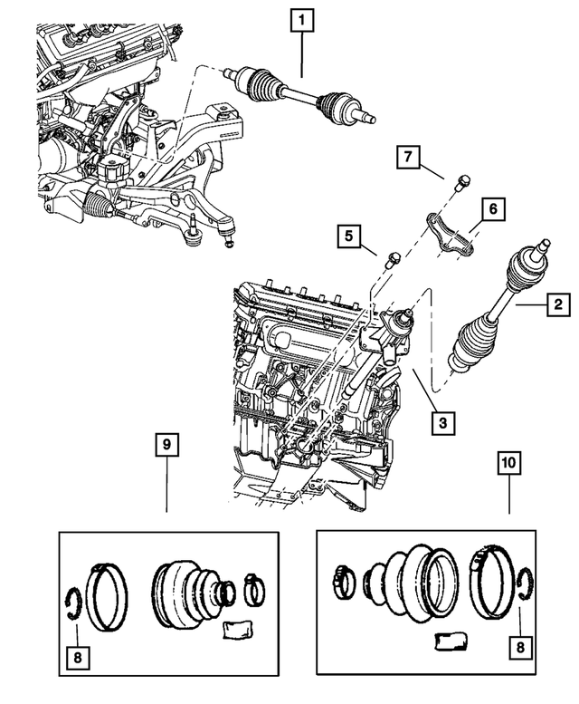 R4578601AA - All Wheel Drive; Differential and Drive Line: Axle Half Shaft, Left, Remanufactured for Mopar Image image