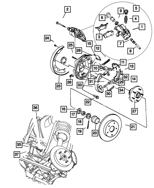 5011747AB - Service Brakes: Disc Brake Caliper, Left for Mopar Image