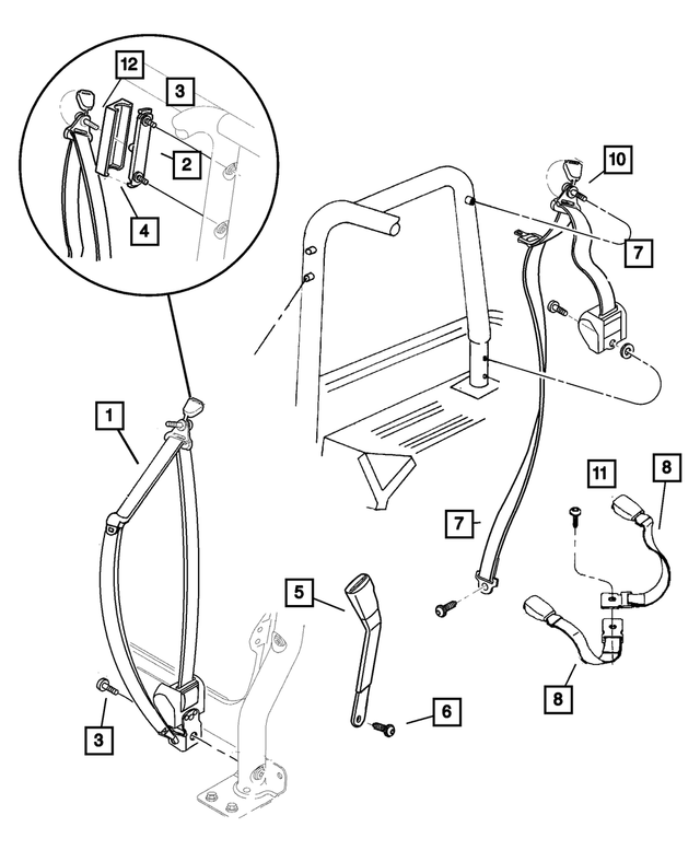 5JC541X9AC - : Front Outer Seat Belt, Right for Mopar Image