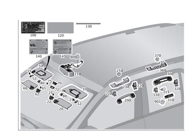 1668109300 - Trim and Lining: Sun Visor for Mercedes-Benz: GL350, GL450, GL550, GL63 AMG, GLE300d, GLE350, GLE400, GLE550e, GLE63 AMG, GLS350d, GLS450, GLS550, GLS63 AMG, ML250, ML350, ML400, ML550, ML63 AMG Image image