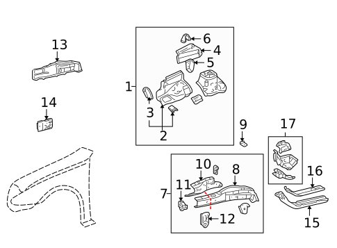 Structural Components & Rails for 2003 Toyota Matrix #0