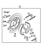 5114192AA - Brakes: Brake Shoe Hold Down Clip for Chrysler: Aspen, Sebring | Dodge: Durango, Ram 1500, Ram 2500, Ram 3500, Stratus | Jeep: Gladiator, Grand Cherokee, Grand Cherokee WK, Wrangler, Wrangler JK | Ram: 1500, 1500 Classic, 2500, 3500 Image