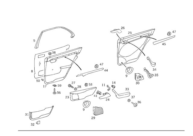 2027350171 - Rear Doors: Trim for Mercedes-Benz: C220, C230, C280, C43 AMG Image image