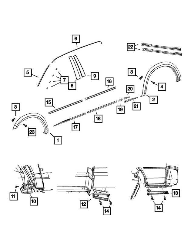 « 68247504AD – Exterior Ornamentation : Porte Avant Moulure, Côté Droit pour Mopar Image »