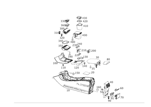 Housing with Tray, Armrest, and Ashtray for 2014 Mercedes-Benz B Electric Drive #0