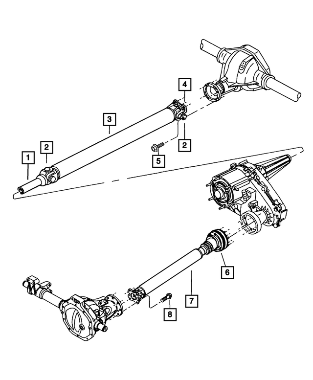 52105698AA - Propeller Shafts and U-Joints: Drive Shaft, Rear for Mopar Image