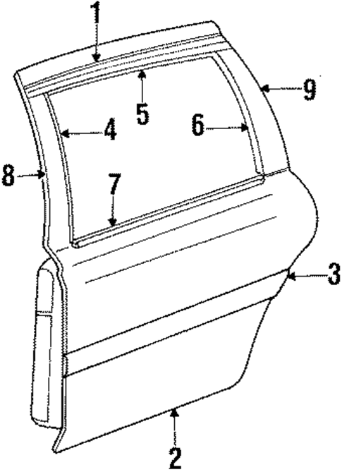 Exterior Trim - Rear Door for 1990 Lincoln Continental #0
