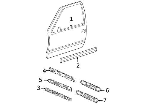 Exterior Trim - Front Door for 2004 Chevrolet Suburban 2500 #0