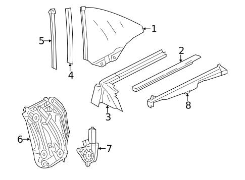 Quarter Window for 2020 Mercedes-Benz SL550 #0