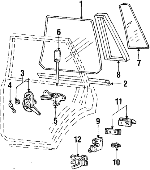 Glass - Rear Door for 1986 Ford Escort #0