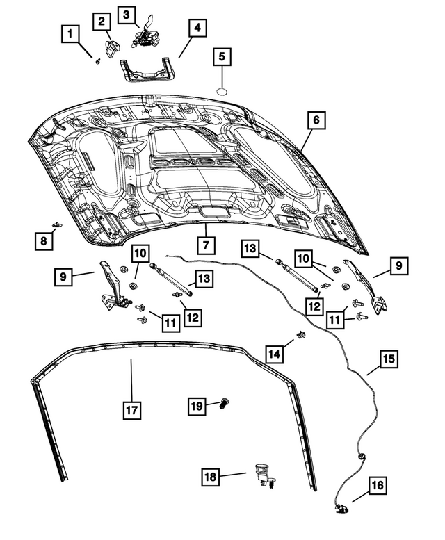 68361149AB - Body Sheet Metal Except Doors: Hood Latch for Mopar Image image