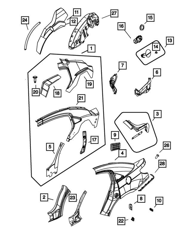 5008776AC - : Wheelhouse Panel, Right for Chrysler: 200, Sebring Image